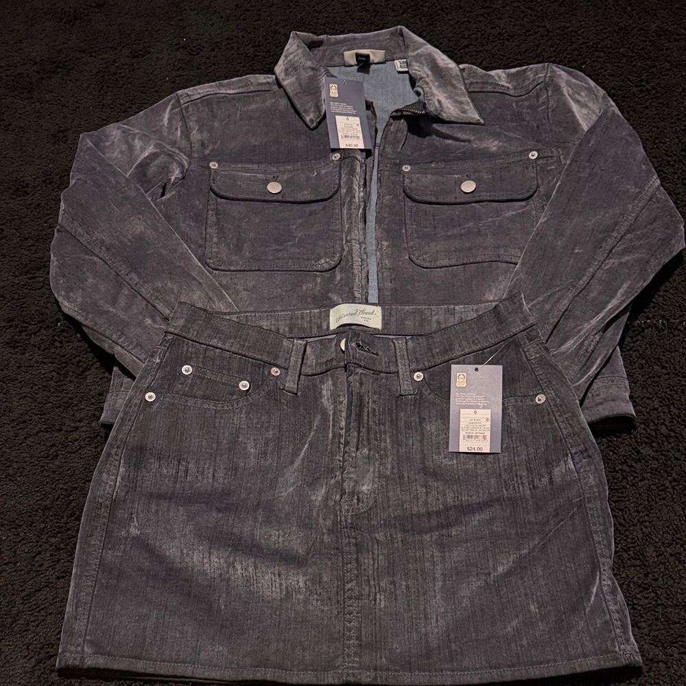 Universal Thread Blue Denim Jacket and Skirt Set … - image 1